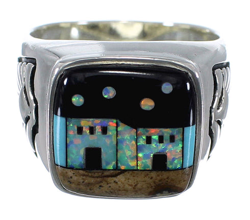 Native American Pueblo Design Multicolor Ring Size 11-1/4 PX42180
